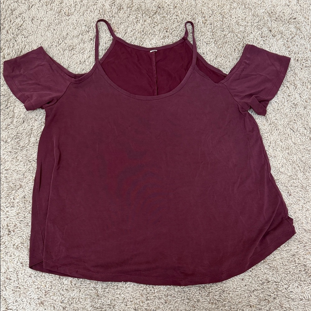 Forever 21 Burgundy Cold-Shoulder Scoop Neck Camisole